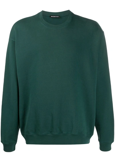 Balenciaga Green Man Round-neck Sweatshirt With White Logo