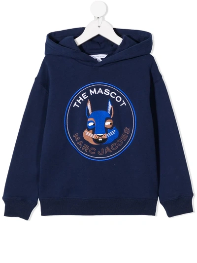 Marc Jacobs Kids' Long Sleeved Branded Hoodie In Blue