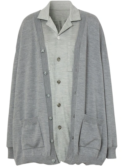 Burberry Cardigan Detail Jersey Shirt In Grey