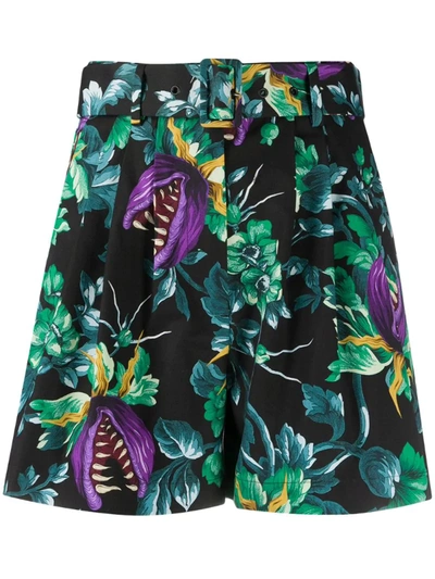 Msgm Floral Print Bermuda Shorts In Black