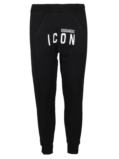 Dsquared2 Cropped Icon-print Track Pants In Black
