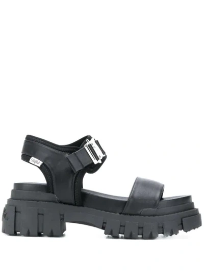 Buffalo Buckle-detail Sandals In Black