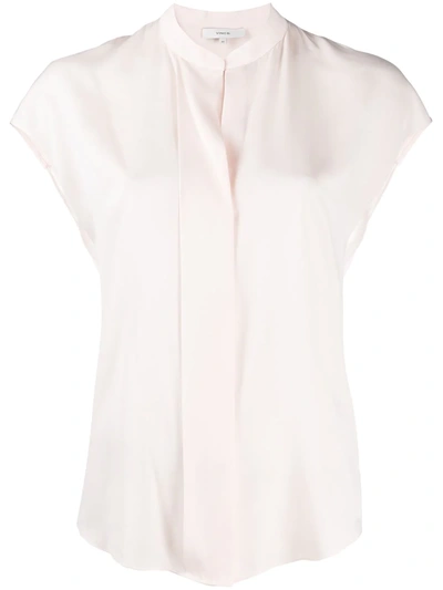 Vince Short-sleeve Silk Blouse In Pink