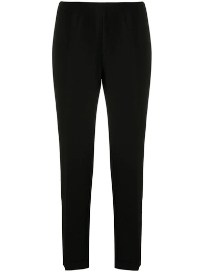 Armani Exchange High-waisted Tapered Trousers In Black