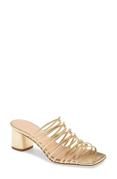 Aeyde Pearl Strappy Slide Sandal In Laminated Gold