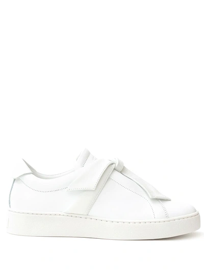 Alexandre Birman Clarita Bow-embellished Leather Slip-on Sneakers In White