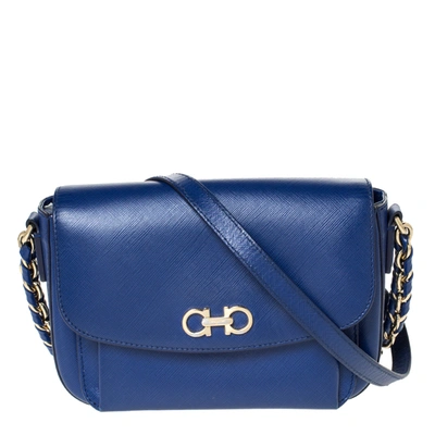 Pre-owned Ferragamo Blue Leather Sandrine Shoulder Bag