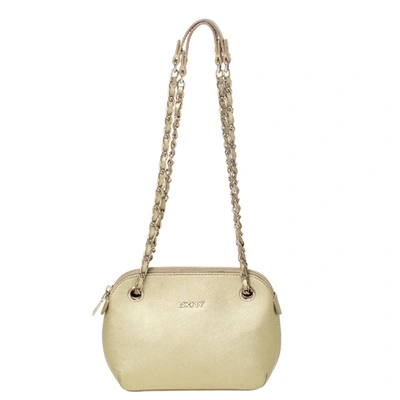 Pre-owned Dkny Gold Leather Dome Chain Shoulder Bag