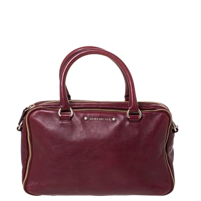 Pre-owned Givenchy Burgundy Leather Zip Around Satchel