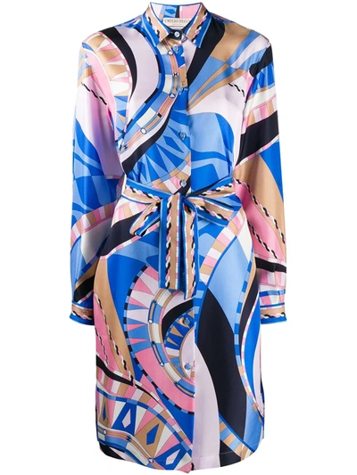 Emilio Pucci Wally-print Silk Dress In Blue