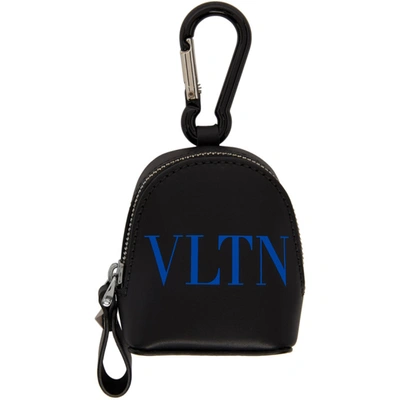Valentino Garavani Valentino Black And Blue  Vltn Bag Charm Keychain In Kp8 Nero/az