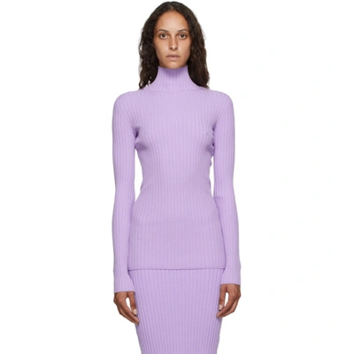 Mm6 Maison Margiela Purple Tight Knit Turtleneck In 375 Lilac