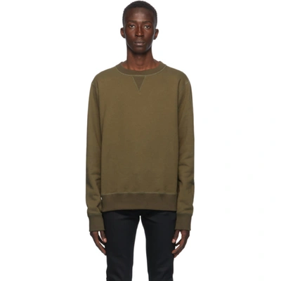 Naked And Famous Green Heavyweight Terry Crewneck In Hunter