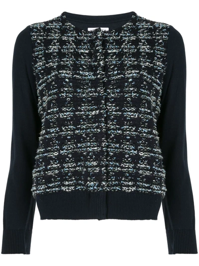 Coohem Houndstooth Tweed Cardigan In Blue