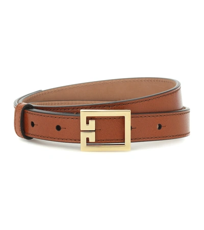 Givenchy Double G Leather Belt In Brown