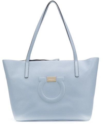 Ferragamo Gancio-embossed Tote In Stormy Sky