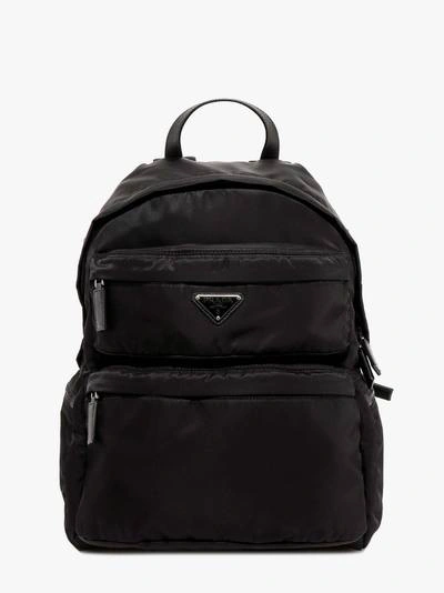 Prada Multi-pocket Nylon Backpack In Black