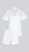 Bedhead Pajamas 3d Stripe Organic Cotton Sateen Short Pajamas In White 3d Stripe
