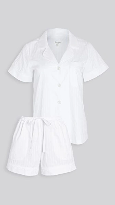 Bedhead Pajamas 3d Stripe Organic Cotton Sateen Short Pajamas In White