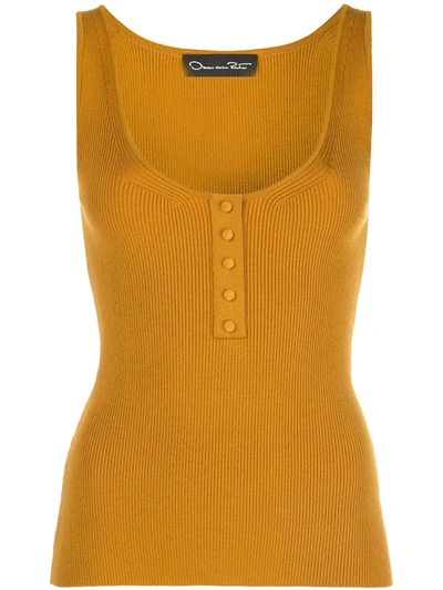 Oscar De La Renta Ribbed Vest Top In Yellow