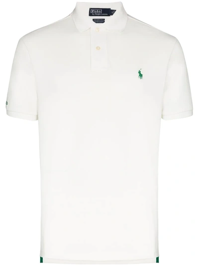 Polo Ralph Lauren Player Logo Recycled Polyester Pique Polo Sleeve Logo Custom Regular Fit In Cream