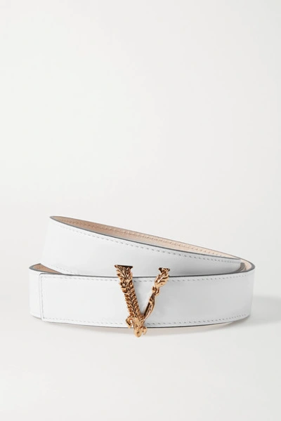 Versace Leather Belt In White