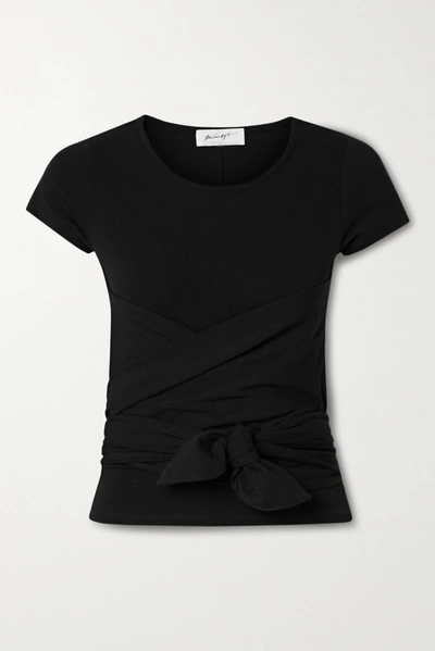 The Line By K Jeanne Knotted Cotton-jersey T-shirt In Black