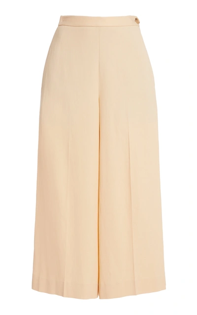 Vince Cropped Stretch-gabardine Wide-leg Pants In Neutral