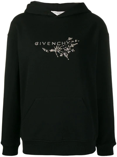 Givenchy Jersey Hoodie With Embroidered Logo In Black