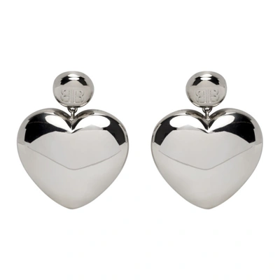 Balenciaga Susi Logo-engraved Heart Drop Earrings In 0926 Silver