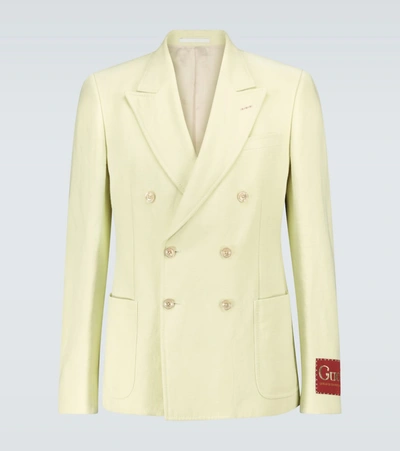 Gucci Linen And Cotton Blazer In Yellow