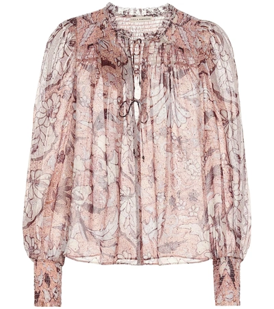 Ulla Johnson Anita Floral Silk-georgette Blouse In Pink