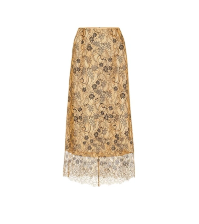 Vince Floral High-rise Midi Skirt In Beige