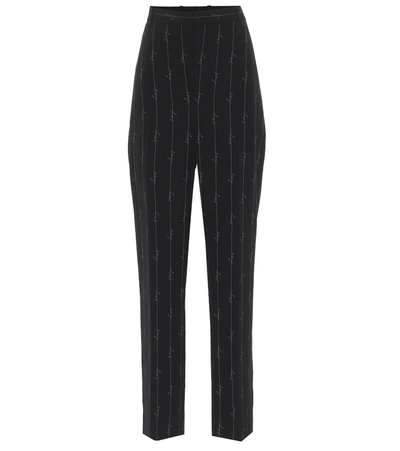 Balenciaga Pinstriped High-rise Straight Pants In Black