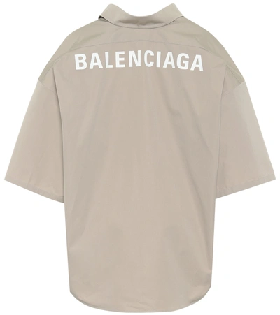 Balenciaga Swing Oversized Cotton Shirt In Brown