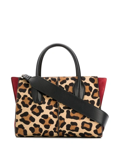 Tod's Holly Medium Leopard-print Suede Tote In Neutrals