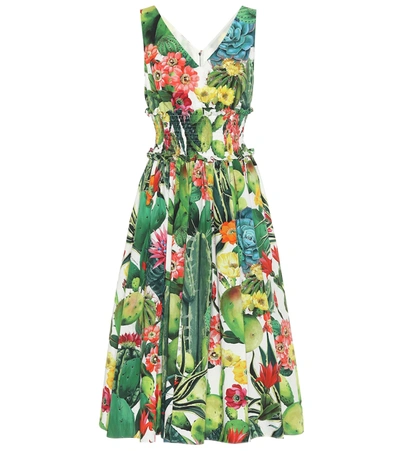 Dolce & Gabbana Printed Cotton-poplin Midi Dress In Multicoloured