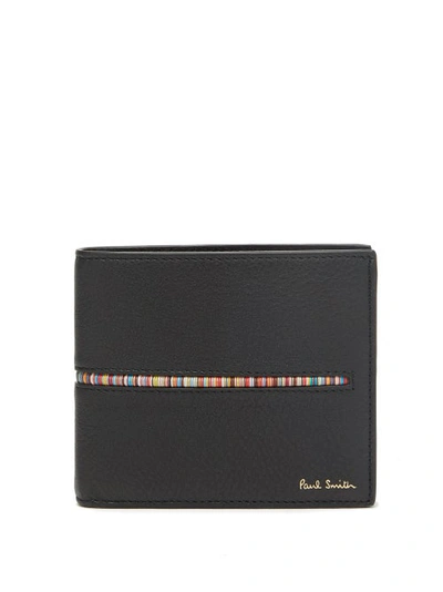 Paul Smith Signature-stripe Leather Bi-fold Wallet In Black