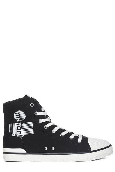 Isabel Marant Benkeen Logo High-top Canvas Trainers In Black