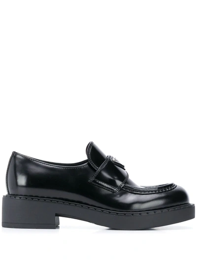 Prada Moccasin Creeper Chunky Loafers In Black