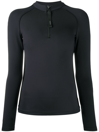 Vaara Helena Zipped-neck Stretch-jersey Top In Black
