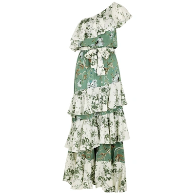 Misa Faena Floral-print Ruffle-trimmed Maxi Dress In Green | ModeSens
