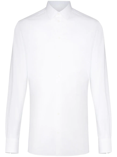 Dolce & Gabbana Dg Striped Jacquard Cotton Poplin Shirt In White