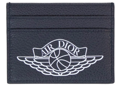 Pre-owned Dior X Jordan Wings Card Holder (4 Card Slot) Navy