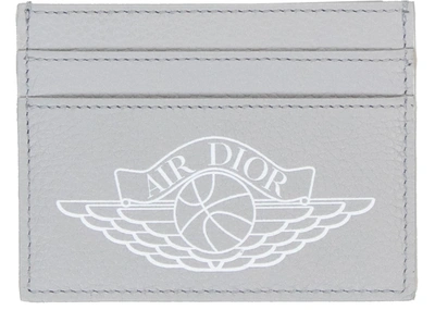 Pre-owned Dior X Jordan Wings Card Holder (4 Card Slot) Grey