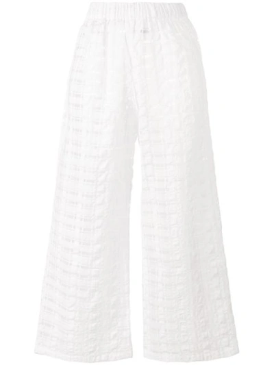 Prism Athéns Check Organza Cotton-blend Trousers In White