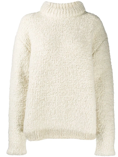 Jil Sander Textured Oversized Knitted Jumper In Neutrals