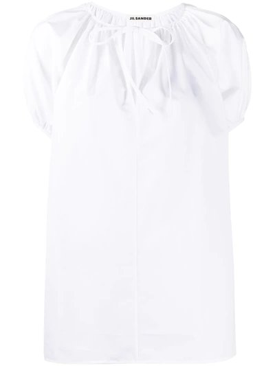 Jil Sander Cap Sleeve Cut-out Detail Blouse In White