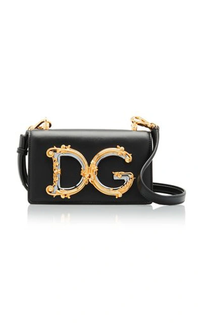 Dolce & Gabbana Embellished Leather Crossbody Bag In Black