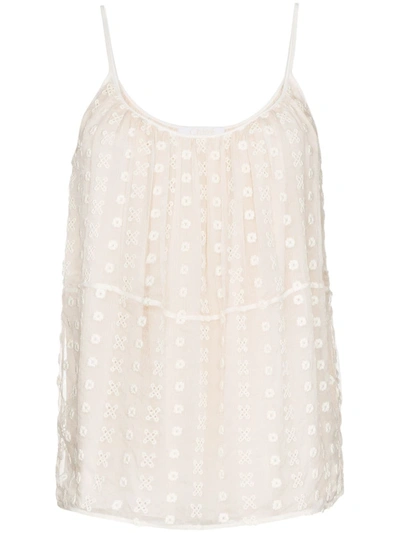 Chloé Neutrals Embroidered Lace Camisole Top